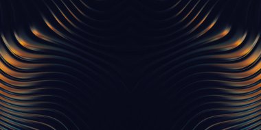 Renkli dalgalı yansıtıcı duvar kağıdının üç boyutlu çizimi. Duvar kağıdı, afiş, arkaplan, kart, kitap kapağı veya web sitesi için grafiksel illüstrasyon. Soyut parlak arkaplan.