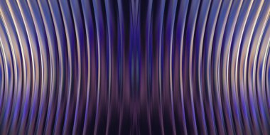 Renkli dalgalı yansıtıcı duvar kağıdının üç boyutlu çizimi. Duvar kağıdı, afiş, arkaplan, kart, kitap kapağı veya web sitesi için grafiksel illüstrasyon. Soyut parlak arkaplan.