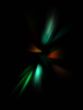 Parlayan ışıkları hareket ettirmenin havalı arka planı. Tasarımınız için canlı renkli bir portal şablonu. Işık ışınları ve hareket halindeki ışıldayan parçacıklar bir solucan deliği şekli oluşturuyor..