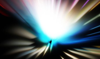 Siyah zemin üzerinde ışık parçacığı izleri. Parlayan parçacıkları ve çizgileri olan ışık patlaması yıldızı. Güzel hareketli soyut ışınlar duvar kağıdı. Renkli Patlama grafiği. Işık ışınlarının patlaması. 