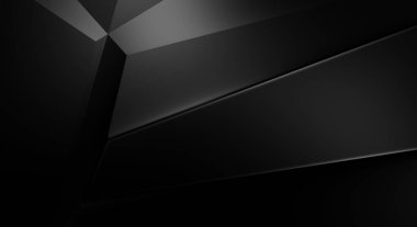 Lüks minimalist tasarım. Fütürist şablon. Karanlık elementleri olan birinci sınıf soyut duvar kâğıdı. Zarif bir zemin. Siyah üç boyutlu geometrik arkaplan. Poster, broşür, sunum için tasarım.
