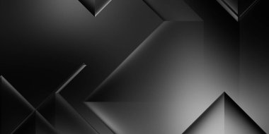 Siyah üç boyutlu geometrik arkaplan. Moda lüks minimalist tasarım. Geometrik şablon. Karanlık elementleri olan birinci sınıf soyut duvar kâğıdı. Poster, broşür, sunum, web sitesi için özel tasarım.