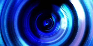 Fotoğraf makinesi konsepti. Soyut arkaplan. Dönen ışık ışınları. Hareketli kavramsal duvar kağıdı. Grafik dijital illüstrasyon. Parlayan neon ışıkları. Parlak sunum tasarım şablonu.