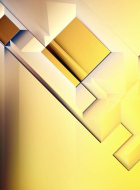 Geometrik dinamik şekiller. Gölgeli teknoloji dijital şablonu ve gradyan arka planda ışıklar. Modern basit geometrik renk gradyanı soyut arkaplan. 3B illüstrasyon. 