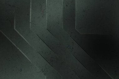 Çukur SciFi panelleri duvar. Üç boyutlu illüstrasyon. Gelecekçi kavramsal tasarım arka planı. Uzay gemisi desenli duvar kağıdı. Fırçalanmış teknoloji desen yüzeyi. 