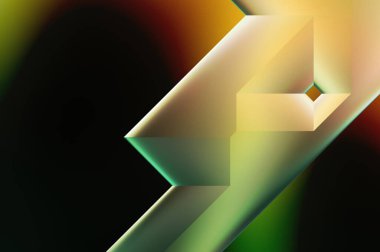 Geometrik dinamik şekiller. Gölgeli teknoloji dijital şablonu ve gradyan arka planda ışıklar. Modern basit geometrik renk gradyanı soyut arkaplan. 3B illüstrasyon. 