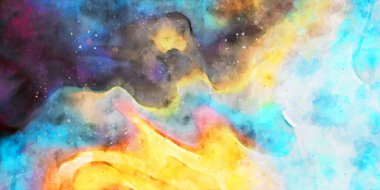 Kova desenli illüstrasyon. Çağdaş ve modern doku. Soyut renk boyama arka planı. Yaratıcı ve sanatsal duvar kağıdı. Fırçalanmış şekilleri ve lekeleri olan sanatsal duvar..