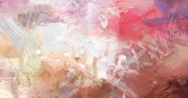 Soyut arkaplanda pürüzlü fırça darbeleri. Fırça boyası. Renkli boya darbeleri. Eşsiz duvar sanatı. Tuvaldeki modern sanat. Renkli çağdaş sanat eserleri.