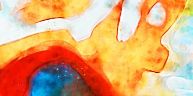 Kova desenli illüstrasyon. Çağdaş ve modern doku. Soyut renk boyama arka planı. Yaratıcı ve sanatsal duvar kağıdı. Fırçalanmış şekilleri ve lekeleri olan sanatsal duvar..