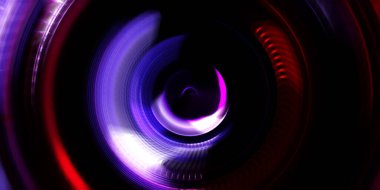 Fotoğraf makinesi konsepti. Soyut arkaplan. Dönen ışık ışınları. Hareketli kavramsal duvar kağıdı. Grafik dijital illüstrasyon. Parlayan neon ışıkları. Parlak sunum tasarım şablonu.