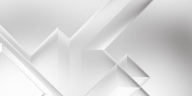 Beyaz 3d geometrik arka plan. Karanlık elementleri olan birinci sınıf soyut duvar kâğıdı. Poster, broşür, sunum ve web sitesi için özel tasarım. Moda lüks minimalist tasarım. Geometrik şablon. 