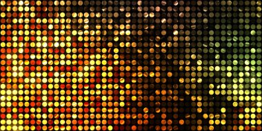 Parlayan ışıklar siyah arka planda parti izleri. Sahne veya stadyum ışıklarının dijital illüstrasyonu. Parlak desenli duvar kağıdı. Sahne ışıkları ile renkli ışıkların ihtişamlı arkaplanı.