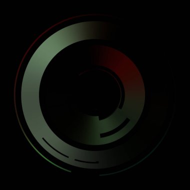 Gelecekçi hud arayüzü elementi. Soyut geometrik arkaplan. Dijital teknolojinin grafiksel çizimi siyah arkaplanda izole edildi..