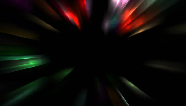 Raggi Dinamici Luce Isolati Sfondo Nero Illustrazione Grafica Particelle Luminose — Foto Stock