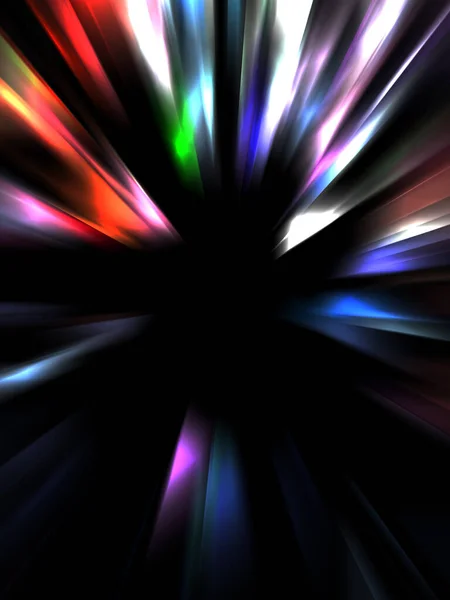 Siyah Arkaplanda Izole Edilmiş Dinamik Işık Işınları Parlayan Renkli Işık — Stok fotoğraf
