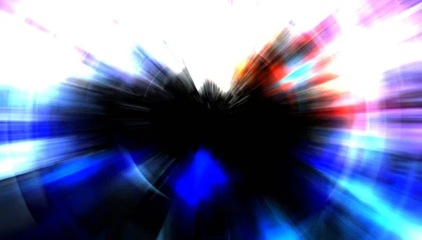 Spettacolare Spettacolo Luci Esplosione Particelle Colorate Vibranti Con Raggi Luminosi — Foto Stock