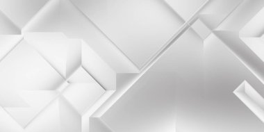 Beyaz 3d geometrik arka plan. Karanlık elementleri olan birinci sınıf soyut duvar kâğıdı. Poster, broşür, sunum ve web sitesi için özel tasarım. Moda lüks minimalist tasarım. Geometrik şablon. 