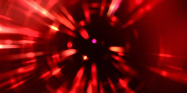 Parlayan ışıkları hareket ettirmenin havalı arka planı. Tasarımınız için canlı renkli bir portal şablonu. Işık ışınları ve hareket halindeki ışıldayan parçacıklar bir solucan deliği şekli oluşturuyor..