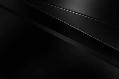 Geometrik katmanlı 3 boyutlu siyah arkaplan. Soyut koyu fütüristik duvar kağıdı. Zarif, parlak çizgili arka plan. Poster, broşür, sunum ve web sitesi için geometrik şablon tasarımı.