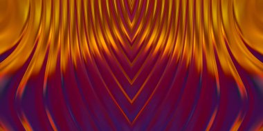 Renkli dalgalı yansıtıcı duvar kağıdının üç boyutlu çizimi. Duvar kağıdı, afiş, arkaplan, kart, kitap kapağı veya web sitesi için grafiksel illüstrasyon. Soyut parlak arkaplan.