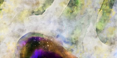 Kova desenli illüstrasyon. Çağdaş ve modern doku. Soyut renk boyama arka planı. Yaratıcı ve sanatsal duvar kağıdı. Fırçalanmış şekilleri ve lekeleri olan sanatsal duvar..