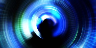 Parlayan neon ışıkları. Parlak sunum tasarım şablonu. Fotoğraf makinesi konsepti. Soyut arkaplan. Dönen ışık ışınları. Hareketli kavramsal duvar kağıdı. Grafik dijital illüstrasyon. 