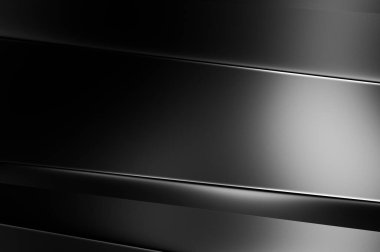 Geometrik katmanlı 3 boyutlu siyah arkaplan. Soyut koyu fütüristik duvar kağıdı. Zarif, parlak çizgili arka plan. Poster, broşür, sunum ve web sitesi için geometrik şablon tasarımı.