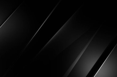 Geometrik katmanlı 3 boyutlu siyah arkaplan. Soyut koyu fütüristik duvar kağıdı. Zarif, parlak çizgili arka plan. Poster, broşür, sunum ve web sitesi için geometrik şablon tasarımı.