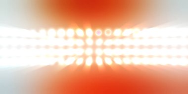 Parlak desenli duvar kağıdı. Sahne ışıkları olan renkli ışıkların ihtişamlı arkaplanı. Parlayan ışıklar siyah arka planda parti izleri. Sahne veya stadyum ışıklarının dijital illüstrasyonu. 