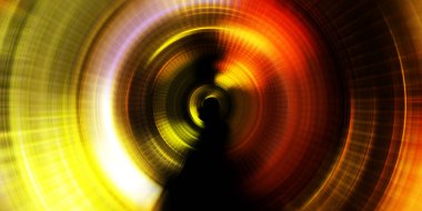 Parlayan neon ışıkları. Parlak sunum tasarım şablonu. Fotoğraf makinesi konsepti. Soyut arkaplan. Dönen ışık ışınları. Hareketli kavramsal duvar kağıdı. Grafik dijital illüstrasyon. 