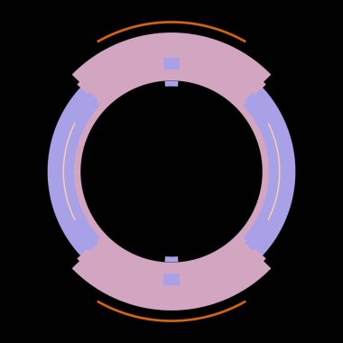 Fütürist dairesel gövde arayüzü elementi. Soyut çember geometrik arkaplan. Dijital teknolojinin grafiksel çizimi.