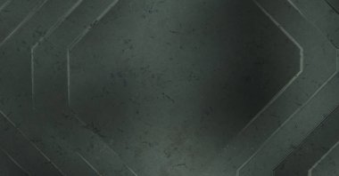 Çukur SciFi panelleri duvar. Üç boyutlu illüstrasyon. Gelecekçi kavramsal tasarım arka planı. Uzay gemisi desenli duvar kağıdı. Fırçalanmış teknoloji desen yüzeyi. 