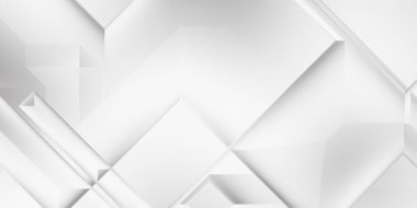 Beyaz 3d geometrik arka plan. Karanlık elementleri olan birinci sınıf soyut duvar kâğıdı. Poster, broşür, sunum ve web sitesi için özel tasarım. Moda lüks minimalist tasarım. Geometrik şablon. 