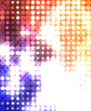 Parlak desenli duvar kağıdı. Sahne ışıkları olan renkli ışıkların ihtişamlı arkaplanı. Parlayan ışıklar siyah arka planda parti izleri. Sahne veya stadyum ışıklarının dijital illüstrasyonu. 