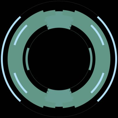 Fütürist dairesel gövde arayüzü elementi. Soyut çember geometrik arkaplan. Dijital teknolojinin grafiksel çizimi.