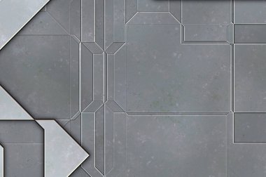 Katmanlı paneller. Fütürist soyut duvar kağıdı. Geometrik teknolojik yansıtıcı arka plan 3D metalik doku. Uzay gemisi desen yüzeyi.