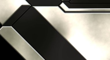 Üç boyutlu metalik doku. Uzay gemisi desenli yüzey. Aydınlık ve karanlık paneller. Fütürist soyut duvar kağıdı. Geometrik teknolojik yansıtıcı arkaplan.