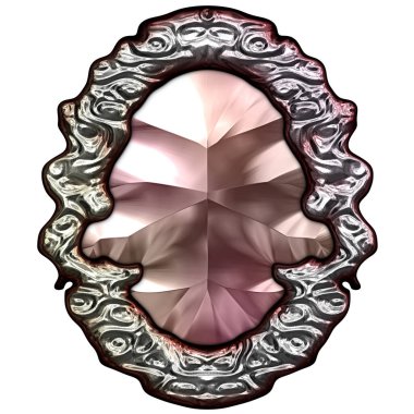 Beyaz arka planda izole bir mücevher. Mücevherli bir fantezi mücevherin 3 boyutlu görüntüsü. Masal elementi. Lüks grafik duvar kağıdı.