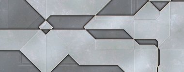 Katmanlı paneller. Fütürist soyut duvar kağıdı. Geometrik teknolojik yansıtıcı arka plan 3D metalik doku. Uzay gemisi desen yüzeyi.