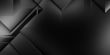 Siyah üç boyutlu geometrik arkaplan. Moda lüks minimalist tasarım. Geometrik şablon. Karanlık elementleri olan birinci sınıf soyut duvar kâğıdı. Poster, broşür, sunum, web sitesi için özel tasarım.