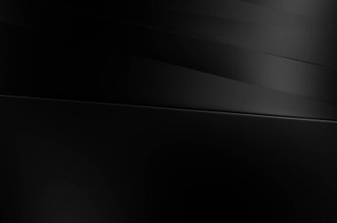 Geometrik katmanlı 3 boyutlu siyah arkaplan. Soyut koyu fütüristik duvar kağıdı. Zarif, parlak çizgili arka plan. Poster, broşür, sunum ve web sitesi için geometrik şablon tasarımı.