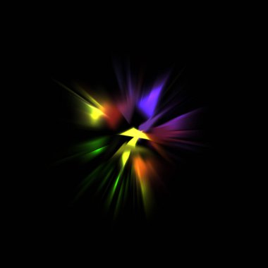 Işık huzmeleri ve parlayan parçacıkların kesiştiği güzel bir zemin. Canlı renkli ışıkların duvar kâğıdı. Parlak ışık görüntüsü.