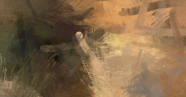 Soyut arkaplanda pürüzlü fırça darbeleri. Fırça boyası. Renkli boya darbeleri. Eşsiz duvar sanatı. Tuvaldeki modern sanat. Renkli çağdaş sanat eserleri.