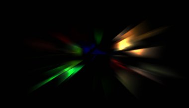 Parlayan ışıkları hareket ettirmenin havalı arka planı. Tasarımınız için canlı renkli bir portal şablonu. Işık ışınları ve hareket halindeki ışıldayan parçacıklar bir solucan deliği şekli oluşturuyor..