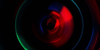 Fotoğraf makinesi konsepti. Soyut arkaplan. Dönen ışık ışınları. Hareketli kavramsal duvar kağıdı. Grafik dijital illüstrasyon. Parlayan neon ışıkları. Parlak sunum tasarım şablonu.