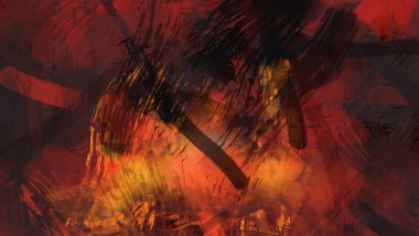 Soyut arkaplanda pürüzlü fırça darbeleri. Fırça boyası. Renkli boya darbeleri. Eşsiz duvar sanatı. Tuvaldeki modern sanat. Renkli çağdaş sanat eserleri.