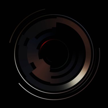 Gelecekçi hud arayüzü elementi. Soyut geometrik arkaplan. Dijital teknolojinin grafiksel çizimi siyah arkaplanda izole edildi..