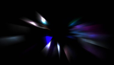 Parlayan ışıkları hareket ettirmenin havalı arka planı. Tasarımınız için canlı renkli bir portal şablonu. Işık ışınları ve hareket halindeki ışıldayan parçacıklar bir solucan deliği şekli oluşturuyor..