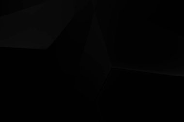 Lüks minimalist tasarım. Fütürist şablon. Karanlık elementleri olan birinci sınıf soyut duvar kâğıdı. Zarif bir zemin. Siyah üç boyutlu geometrik arkaplan. Poster, broşür, sunum için tasarım.