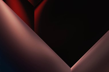 Geometrik dinamik şekiller. Gölgeli teknoloji dijital şablonu ve gradyan arka planda ışıklar. Modern basit geometrik renk gradyanı soyut arkaplan. 3B illüstrasyon. 